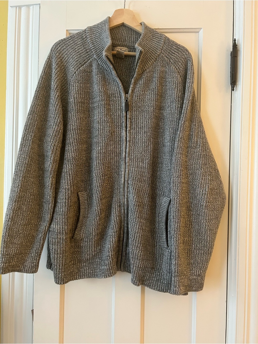 L.L. Bean Men's Gray Ribbed Full-Zip Cardigan Sweater